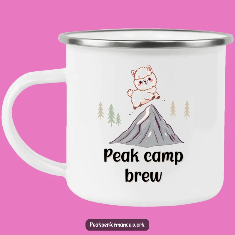 Funny Alpaca Mountain Camping Mug: Sip with Hilarious Adventure Outdoors