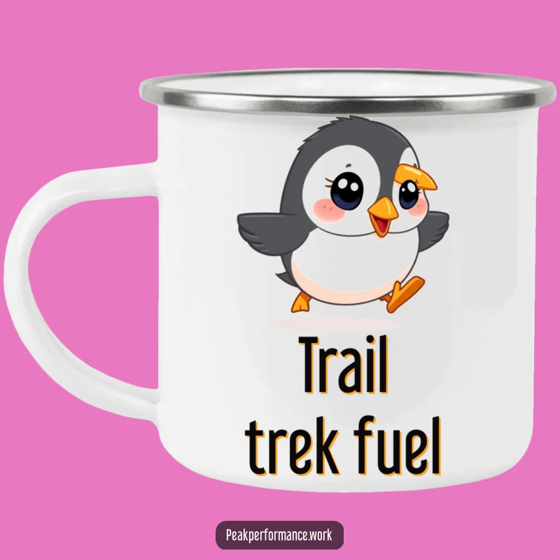 Funny Waddling Puffin Camping Mug: Sip with Determined Humor Outdoors