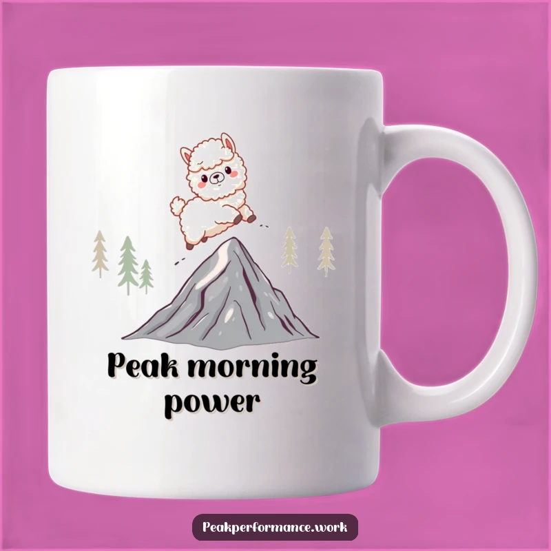 Funny Leaping Alpaca Mug: Hilarious Mountain Peak Jump for Adventurers