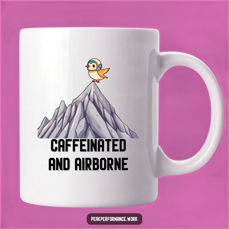 Funny Pilot Bird Mug: Tiny Helmeted Flyer Summit Soaring, Perfect Gift