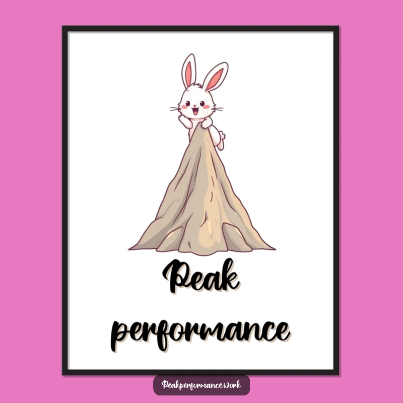 Funny Bunny Mountain Digital Art: Fluffy Hare Instant Download, Gift