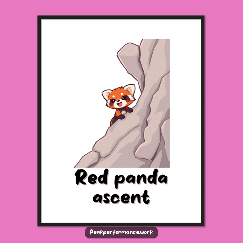 Funny Red Panda Climb Digital Art: Hilarious Slope Print for Walls