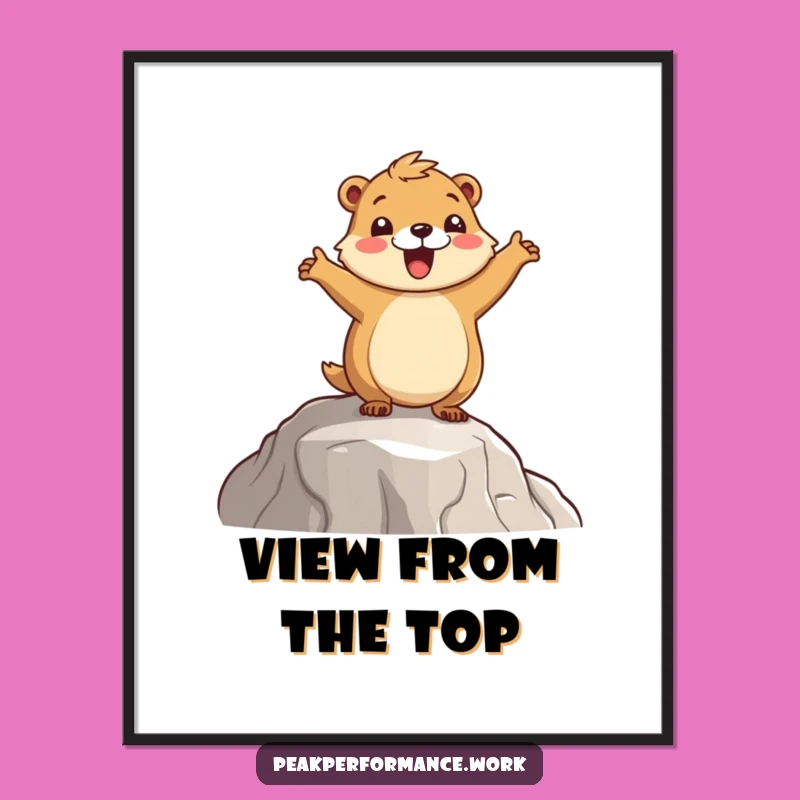 Funny Marmot Hop Digital Art: Joyful Cartoon Marmot, Instant Funny Gift for Decor