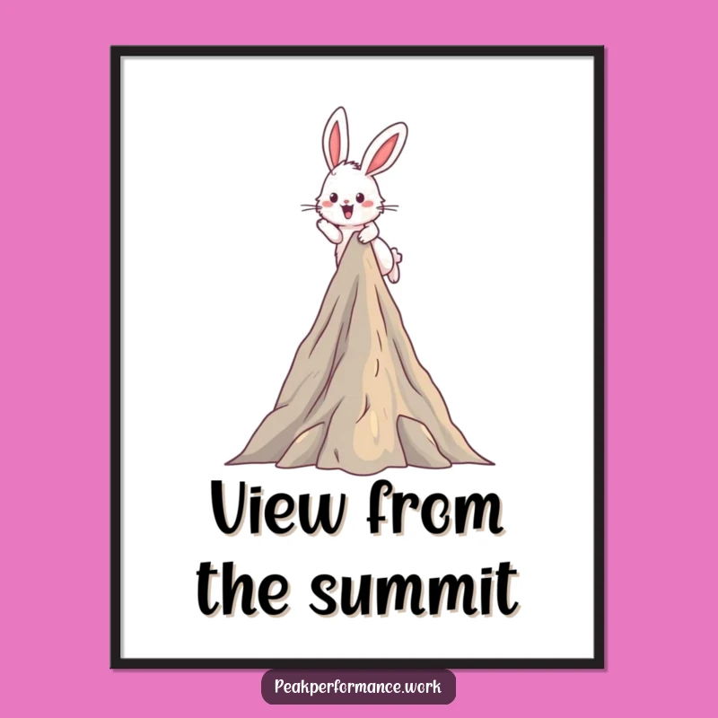 Funny Bunny Mountain Poster: Fluffy Hare Peak Adventure Art, Gift