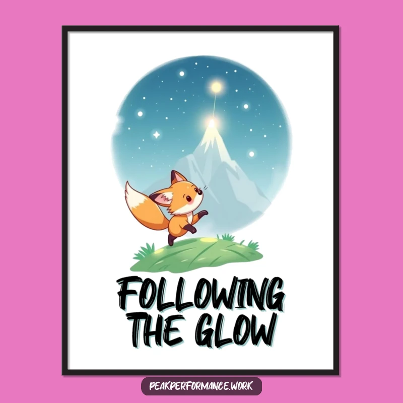 Funny Fox Light Poster: Playful Cub Peak Chase Art, Gift