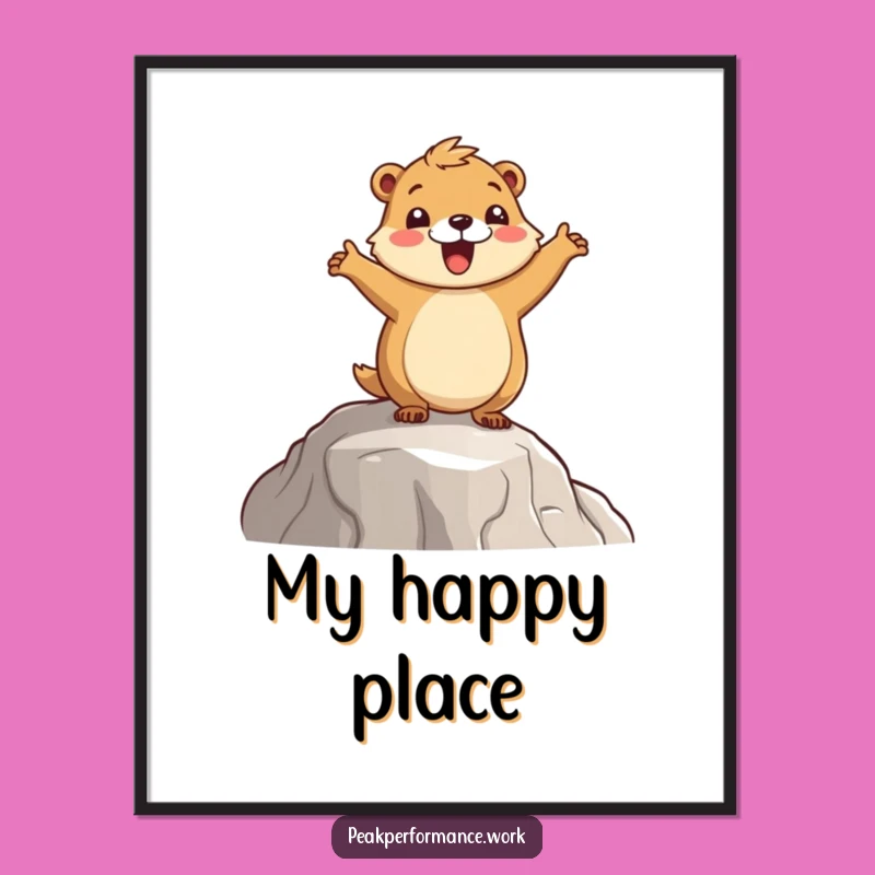 Funny Marmot Hop Poster: Joyful Cartoon Marmot, Inspiring Funny Gift for Wall Art