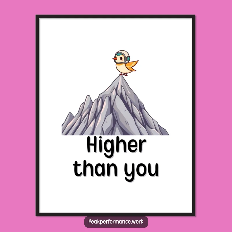 Funny Pilot Bird Poster: Tiny Helmeted Flyer Summit Art, Gift