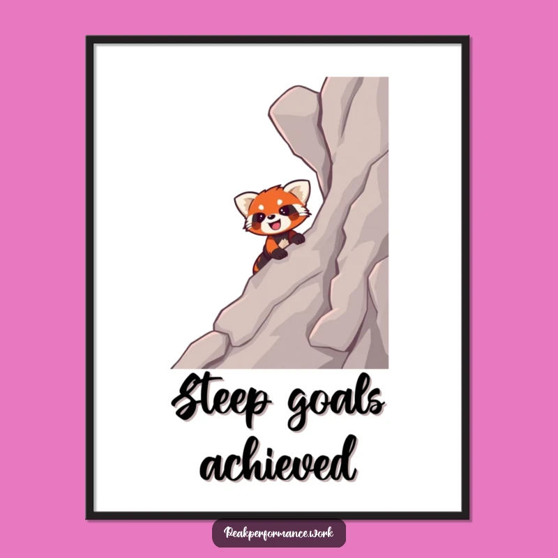 Funny Red Panda Climb Poster: Hilarious Slope Art for Enthusiastic Walls