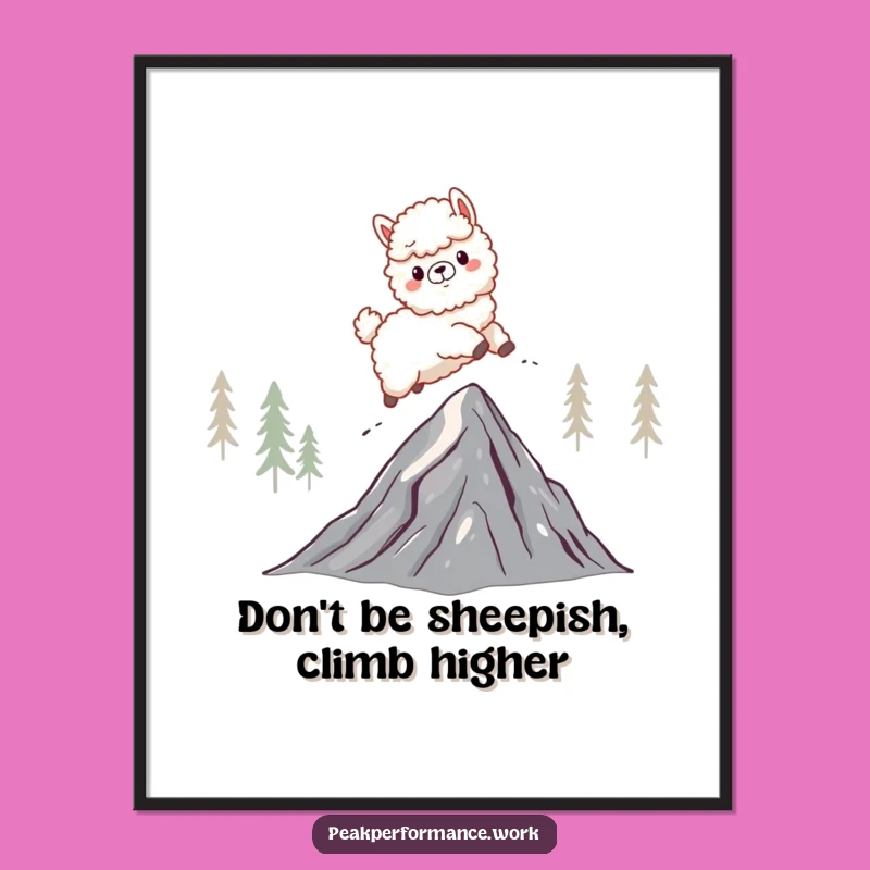 Free Printable Wall Art: Funny Alpaca Mountain Leap, Energetic Downloadable Decor