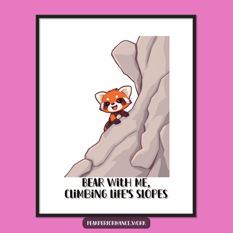 Free Printable Wall Art: Funny Red Panda Climbing, Enthusiastic Downloadable Decor