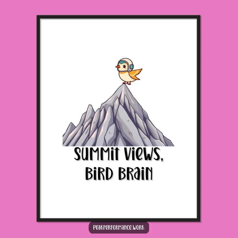 Funny Free Printable Wall Art: Bird in Helmet Soars Summit Downloadable Decor