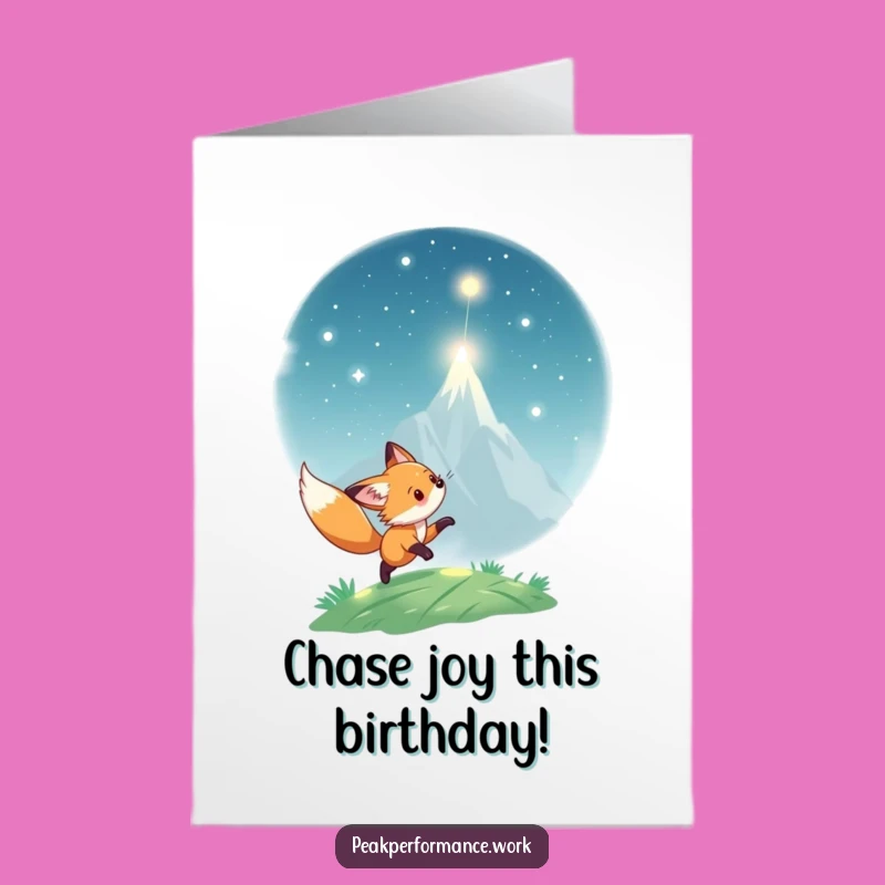 Free Printable Birthday Card: Fox Cub Chases Light for a Playful Downloadable Gift