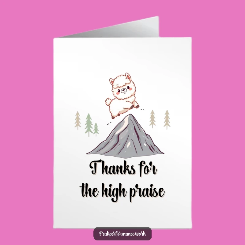 Free Printable Thank You Card: Adventurous Alpaca Mountain Jump, Express Thanks Playfully