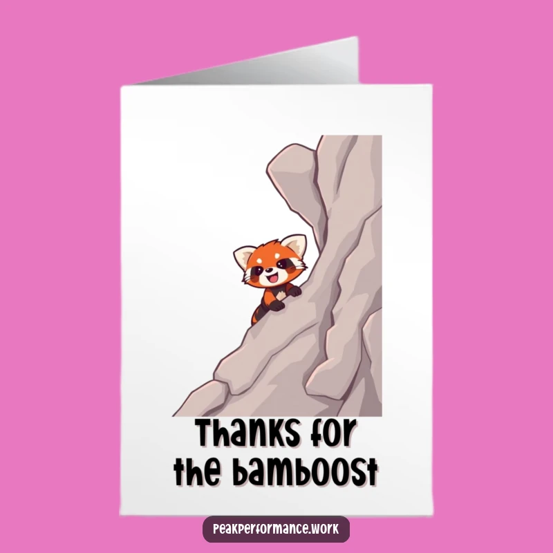Free Printable Thank You Card: Cheerful Red Panda Climb, Express Thanks Playfully