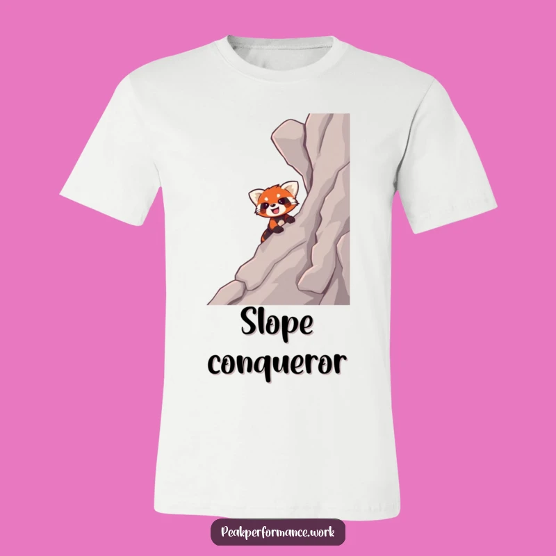 Funny Red Panda Climb T-Shirt: Hilarious Enthusiastic Slope Adventure