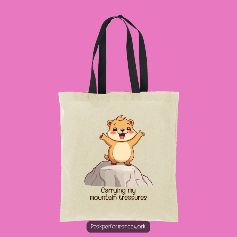 Funny Marmot Hop Tote Bag: Cheerful Cartoon Marmot, Stylish Funny Gift for Everyday Carry