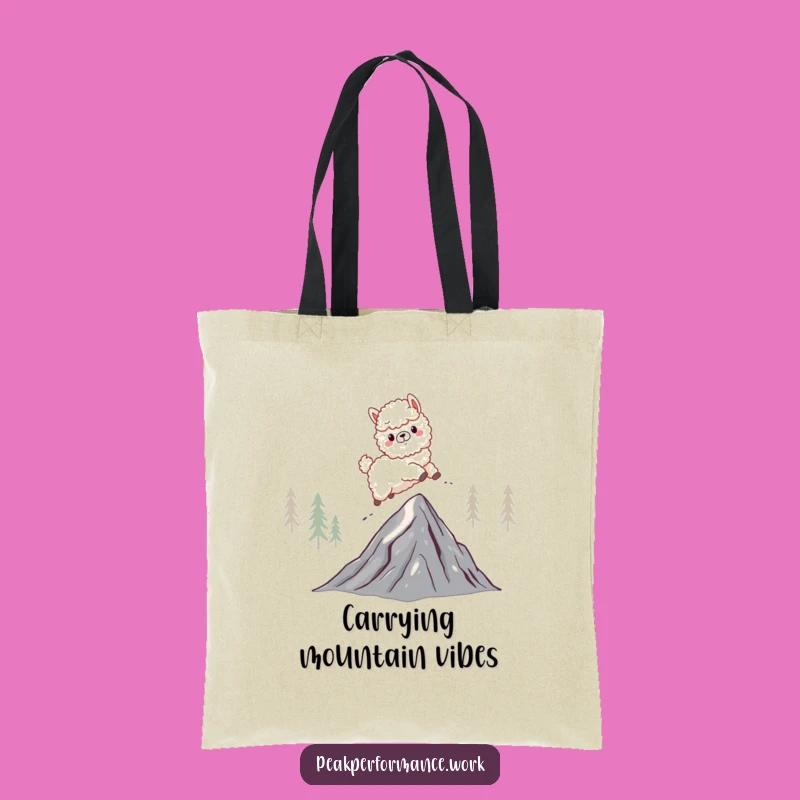 Funny Alpaca Mountain Tote Bag: Carry Your Adventures with Hilarious Flair